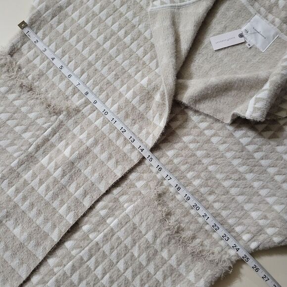 Anthropologie Two-Toned Cream Open Front Shawl Neck Collar Cardigan Sweater - Picture 7 of 15